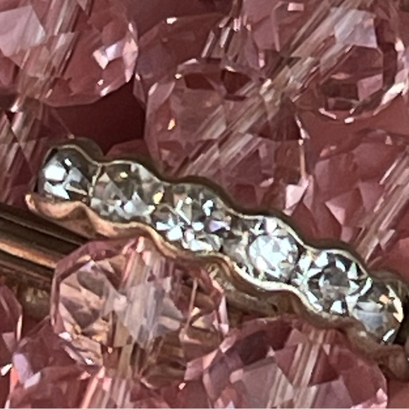 Pink/Peach Clear Clear Crystal Stretch Bracelet - Picture 6 of 7